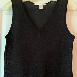 Jones New York Metallic Black Tank & Cardigan Sweater Set
